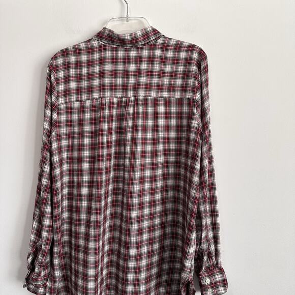 LOFT Tunic Blouse S Plaid Long Sleeve Rayon Soft Casual Trendy Button Front - Picture 7 of 9